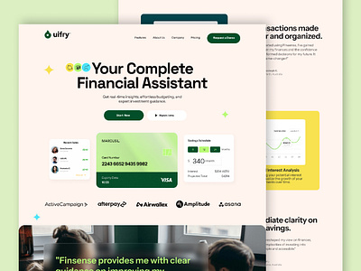 Finance AI Assistant Landing Page 3d animation branding design graphic design logo motion graphics ui uidesigner uiinspiration