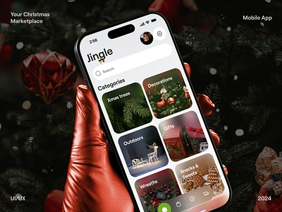 🎄 Mobile app design for the Xmas marketplace | Hyperactive app design christmas colors design holidays hyperactive ios marketplace mobile mobile app mobile design mockup new year product design red saas ui ux web design xmas