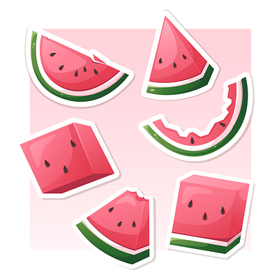 Sticker pack of Watermelon branding cartoon cute flat design graphic design illustration stickers watermelon