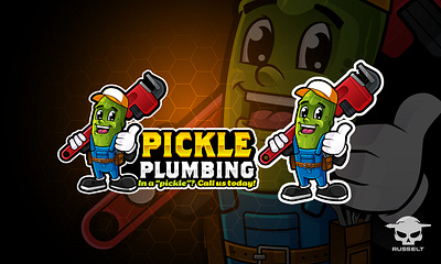 Plumbing Logo- Pickle plumbing branding cartoon cartoon logo cartoon pickle design graphic design illustration illustrator logo pickle cartoon logo pickle character plumber cartoon plumbing logo plumbing logo pickle plumbing ui vector