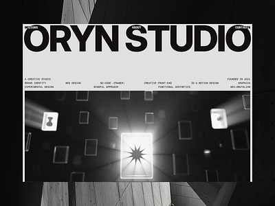 Oryn Studio—Minimalist Portfolio Template bold design clean design creative studio design designer portfolio experimental design framer layout design minimal design minimalist minimalist design modern design personal website portfolio template typographic design typography web design website template