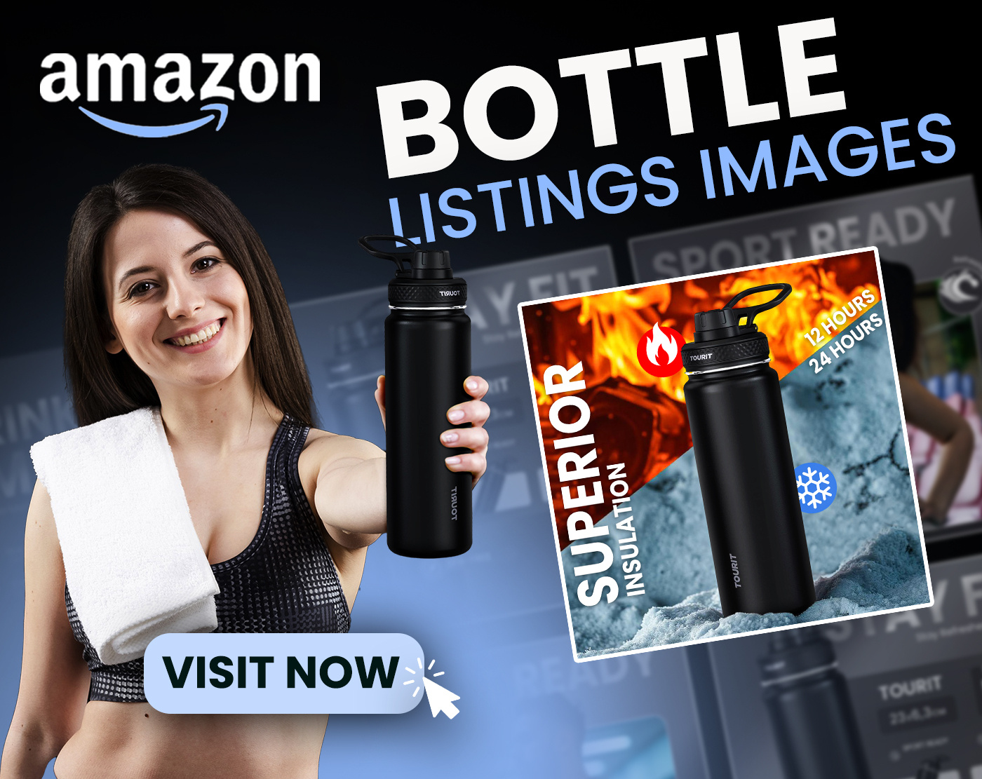 Creative Amazon Product Design: Water Bottle Listing Mockup amazon amazon listings amazon listings design best design branding creative creative amazon creative amazon listings design graphic design images editing listings logo mockups new design product images water bottle listings mockup