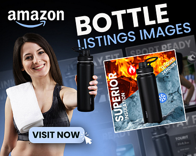 Creative Amazon Product Design: Water Bottle Listing Mockup amazon amazon listings amazon listings design best design branding creative creative amazon creative amazon listings design graphic design images editing listings logo mockups new design product images water bottle listings mockup