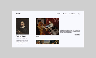 Mauvre Museum - Guido Reni Exhibition art gallery design minimalist design ui ui design ui ux design web design