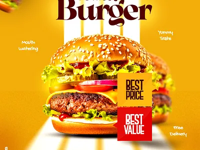 DELICIOUS BURGER POSTER advertising branding color theory graphic design infographics photoshop