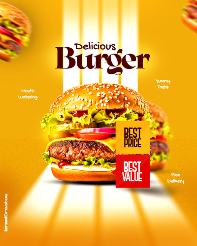 DELICIOUS BURGER POSTER advertising branding color theory graphic design infographics photoshop