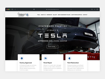 Tesla - Chatswood Prestige Website Design approved collision center auto automobile cars clean tesla tesla approved theme ui design vehicles web design web page white space wordpress wordpress theme