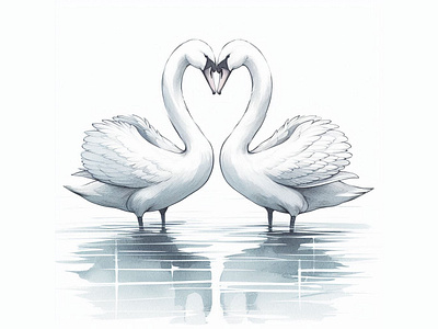 SWAN COUPLES IN POND 3d branding design graphic design illustration logo motion graphics ui ux vector