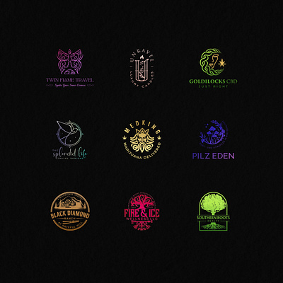 Logofolio candle cannabis cbd face fire gold golden logo logo design marijuana premium real estate travel travelling tree