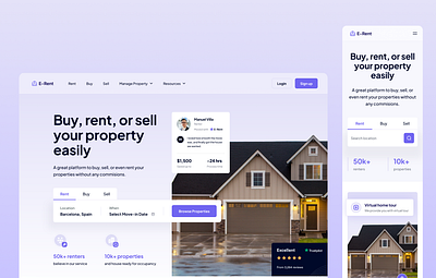 E-Rent Landing Page Design branding graphic design ui ux