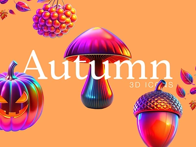 Autumn 3D Icons 3d graphic design