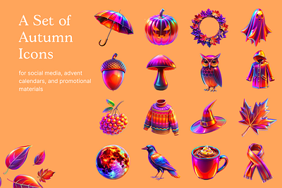 Autumn 3D Icons 3d graphic design