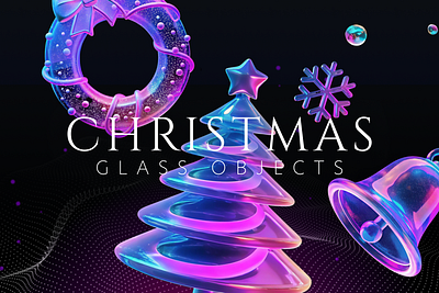 Christmas Glass Icon Set 3d graphic design