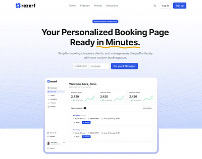 Modern Landing page - Booking system hero section landing page modern design ui web design