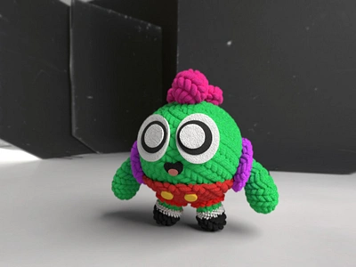 Toon Spike Knitted 3d 3dmodel brawlstars character knitted spike substancepainter toonspike