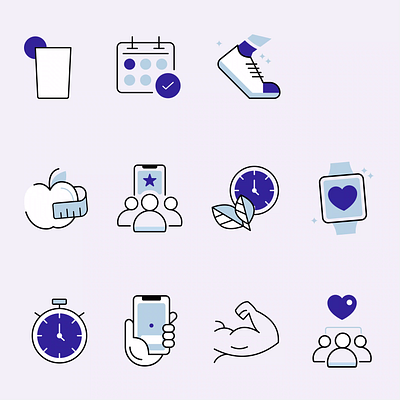 WEIGHT WATCHERS ANIMATED ICONS after effet animation branding graphic design icons illustration illustrator line animated icons motion graphics ui ux