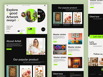 Artwork Design Website Design artists artwork sell blog and resources branding creative custom artwork ecommercedesign figma figma design figma template galleries graphic design ui website design