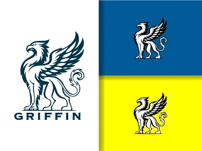 Griffin Logo african aggression angry endangered griffin griffin animal griffon gryphon illustration modern heraldy silhouette strength strong ui ux vector wilderness wildlife zoo