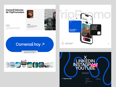 Travel Influencer startup homepage layout framer layout minimal spanish startup ui design webflow