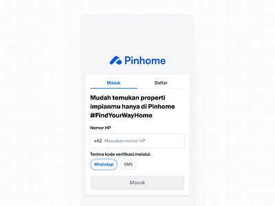 Pinhome Login and Sign up Mobile Web home house login mobile property signup