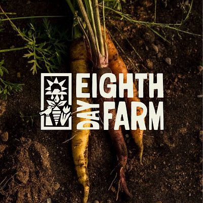 Eighth Day Farm badge branding cute day drawn eighth farm farmer hand holland michigan non profit organic urban vegetables