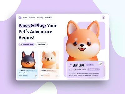 UI Cute Pet Shop Game Landing Page branding cute game cute landing page cute shop cute website figma figma web game app game landing page game mobile game page game website gameshop mobile game pet pet landing page pet shop ui web design