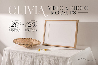 Clivia - Video & Photo Mockup Bundle boho bundle boho frame mockup frame mockup frame mockup scene frame wall mockup framed print mockup minimalist frame mockup social media mockups video frame mockup video mockup video photo mockup video template