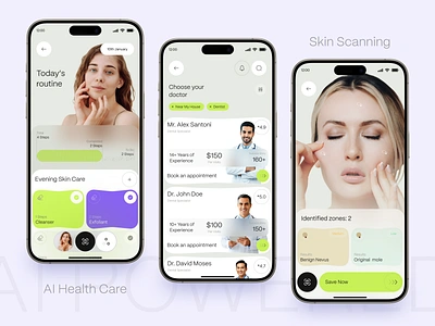 AI Healthcare Skin Scanning ai ai app ai application app design agency artificial intelligence beauty app biometrics dashboard design health healthcare app homieslab mobile monitoring saas scan skin care tracking ui uiux