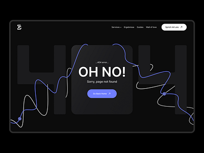 404. Design for error page 404 agency black background creative dark design design inspiration digital error error page illustration interface marketing modern page ui ux web webdesign website