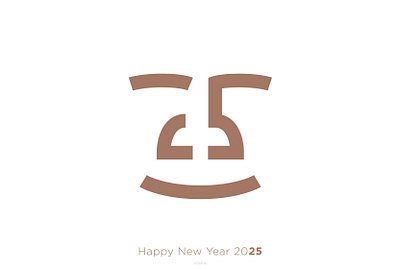 Happy New Year 2025 25 face head human icon identity letter logo number smile type typography