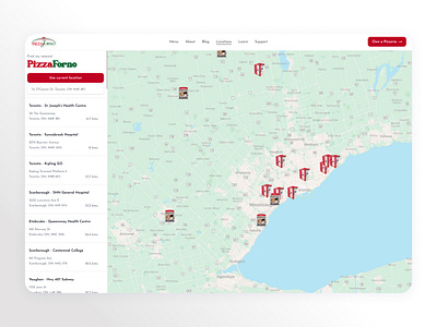 Pizza Franchise Location Finder Website Design franchise software franchise web app franchise website location finder location section pizza franchise ui web design web development website website design