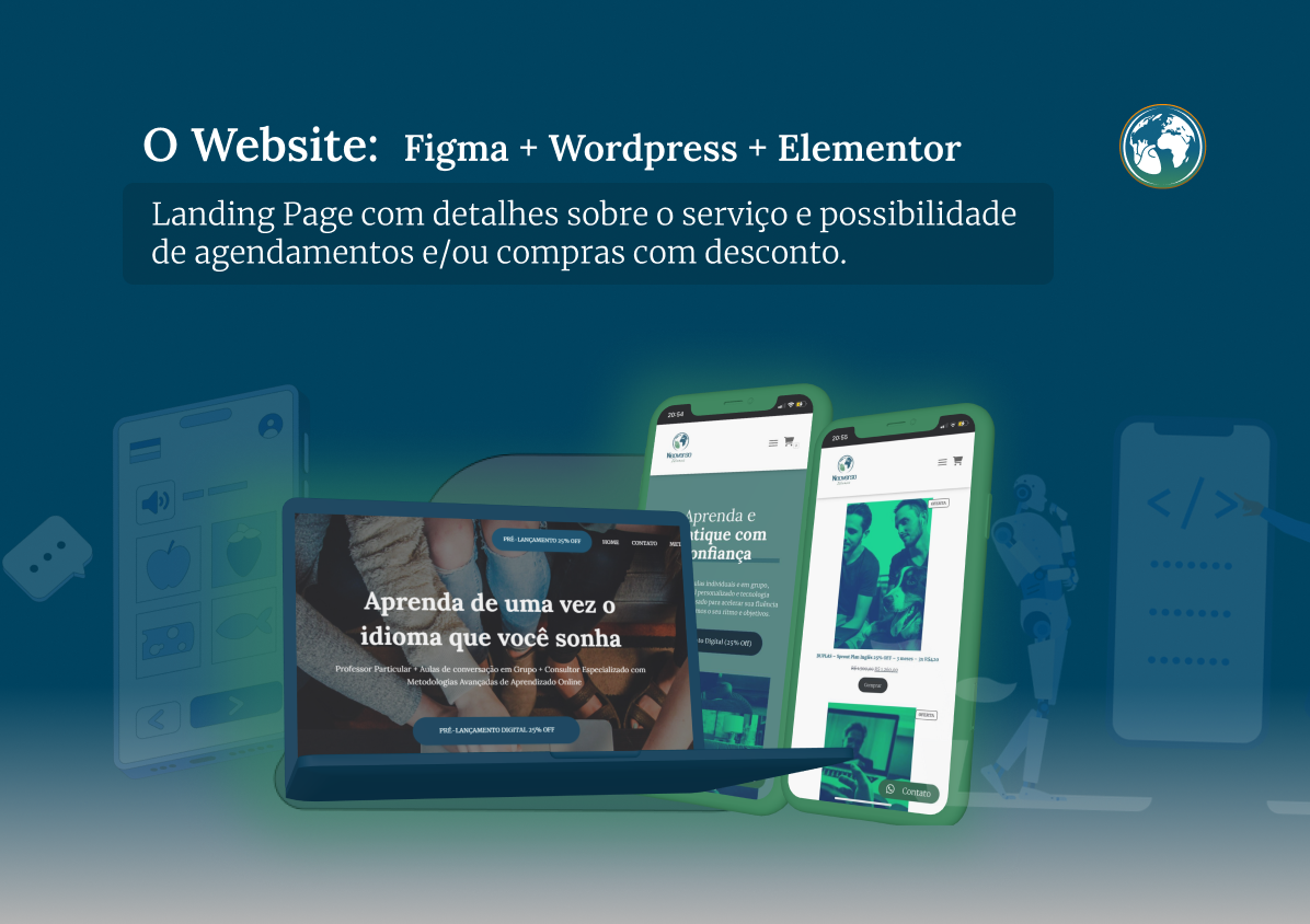 Neoverso Idiomas - Wordpress branding chatbot design de produto product design ui ux