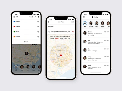 Assured+ Platform for SingTel app design connected devices family tracking groups map mobile app singapore ui ux