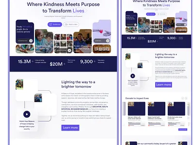 Landing page for a charity organisation charity design figma landing page ui user interface ux website wen design