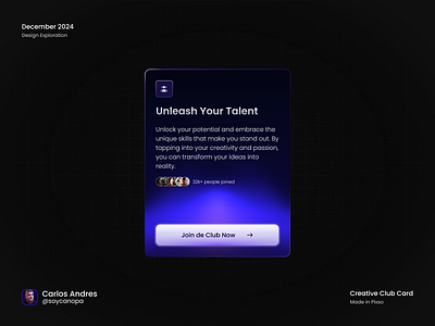 Creative Club Card app card design figma pixso ui uidesign ux uxdesign vector web