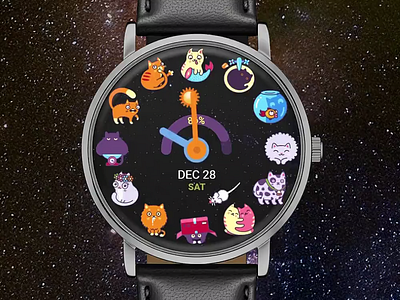 Felinox Watch Face astrology cat interface pixel ui ux watch wearable wearos zodiac