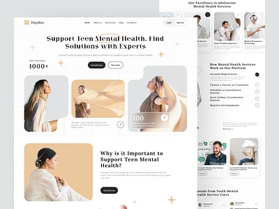 Haydoc mental health - Landing Page body deporession healthylifestyle landing page medica care meditation website mental mental health mentalhealth mindfulness motivation psychology saas selfcare stress ui webdesign wellnes yoga platfrom