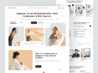 Haydoc mental health - Landing Page body deporession healthylifestyle landing page medica care meditation website mental mental health mentalhealth mindfulness motivation psychology saas selfcare stress ui webdesign wellnes yoga platfrom