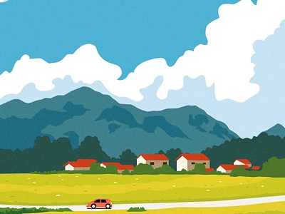 Countryside countryside illustration landscape mountain nature sky travel