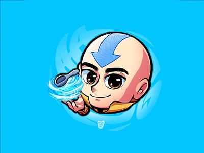 AANG | Head Chibi | [Avatar : The Last Airbander] aang avatar chibi cute design fanart illustration sticker the last airbander