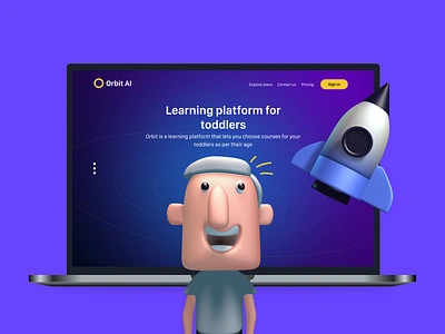 Learning App for kids 3d characters landing page learning platform saas ui design