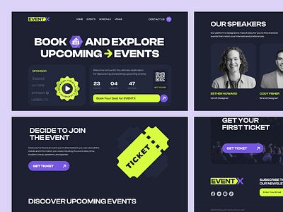 𝗘𝘃𝗲𝗻𝘁𝗫: Event Management Website | Orbix Studio airbnb booking concert dark design event event agency festival landing page orbix studio party product design responsive service ticket ui ux web design website