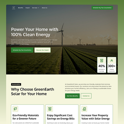 GreenEarth Solar 🌎 | Solar Website Design clean energy environment friendly minimalistic modern solar solar company solar company website solar website design web design website website design