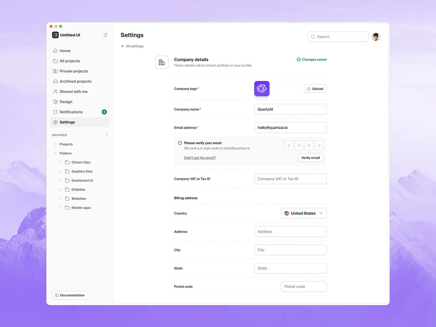 Streamlined Inline Form Design for Company Settings