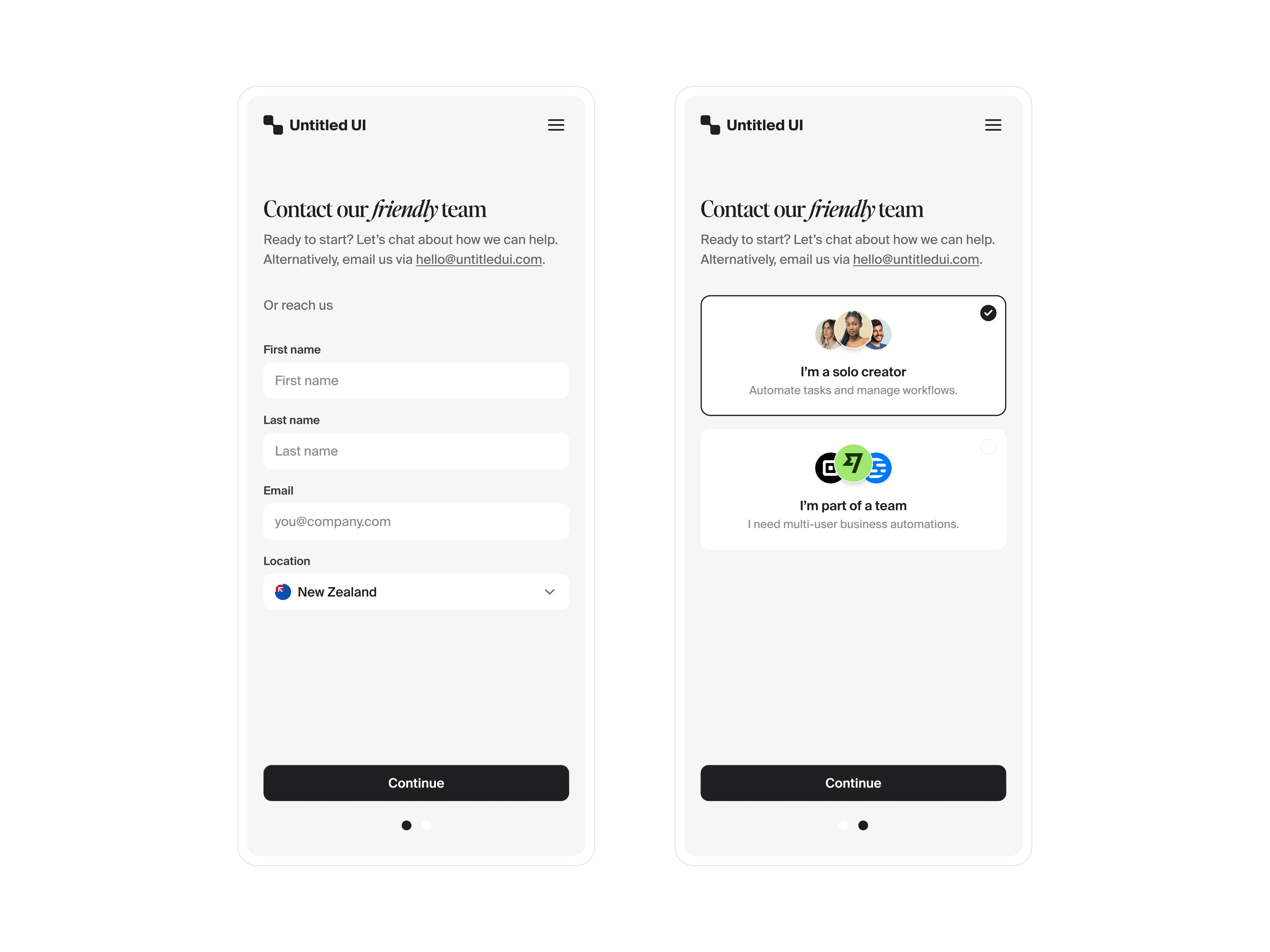 Contact us — Untitled UI by Jordan Hughes® on Dribbble