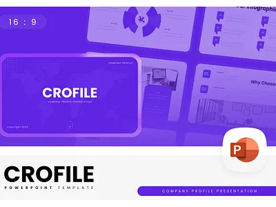 Crofile PowerPoint Template business company profile crofile gsl key modern ppt pptx presentation template purple ui website white