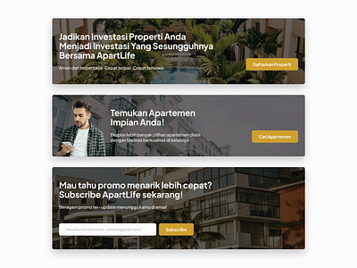 Banner for Apartment Rent Landing Page in A Stack 🤏🏻🏨 apartment banner desktop enroll landing page property real estate rent subscribe ui ui design web