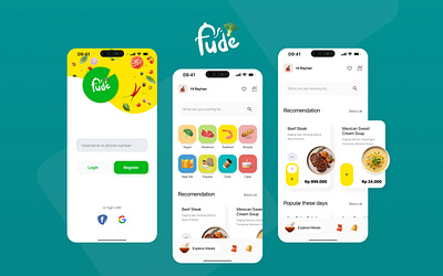 Fude - Food Delivery App design exercise design exploration design thinking figma food beverages food delivery graphic design uiux user experience user interface