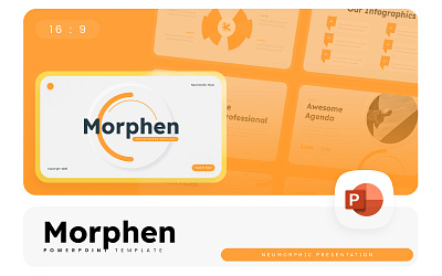 Morphen PowerPoint Template business gsl key modern morphen neumorphic orange ppt pptx ui white