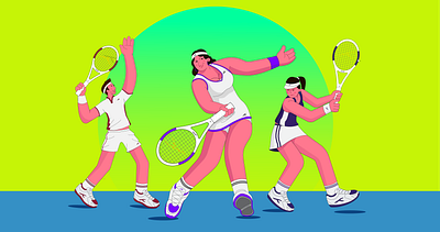 Finesse and Fierce – Celebrating "Hundred's" New Tennis Line 2d character graphic design illustration illustrator sports illustration tennis